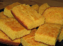 cornbread sqares on a plate