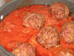 Meatballs that were convection roasted first are now in italian sauce