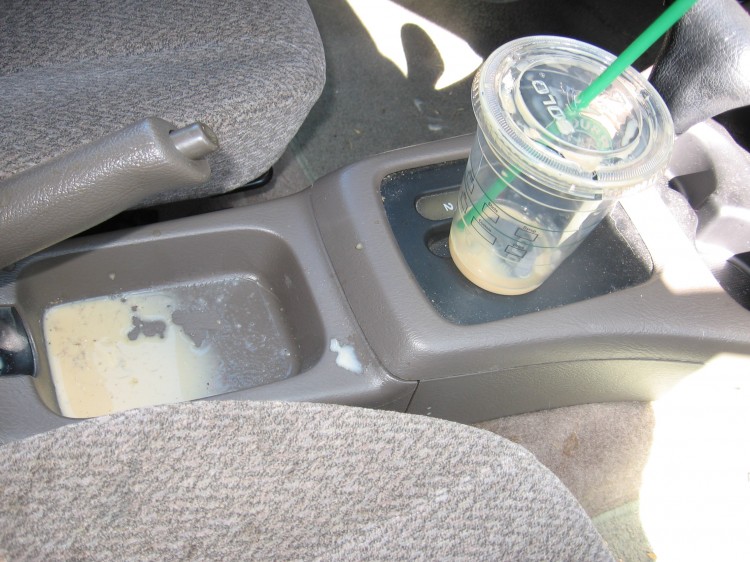 Coffee spill in the car