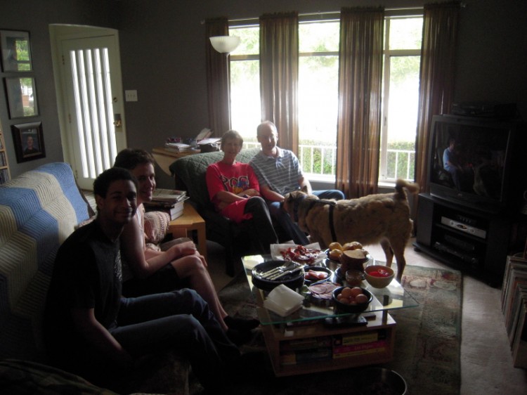 the family at a casual sunday breakfast