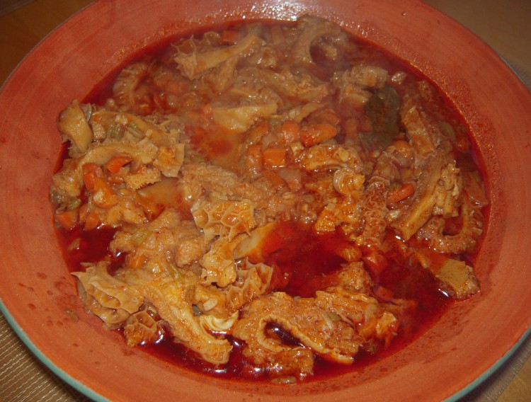 Tripe stew in the Polish tradition - red from the paprika!