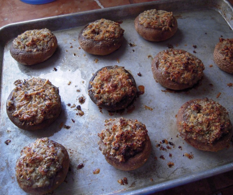 stuffed mushrooms just out of the oven