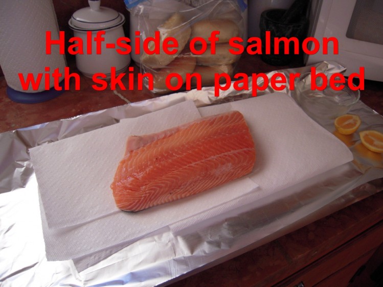 Piece of salmon ready to be made into gravlax