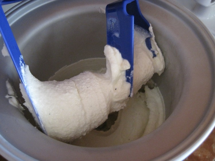 Ice cream coming out of ice cream machine