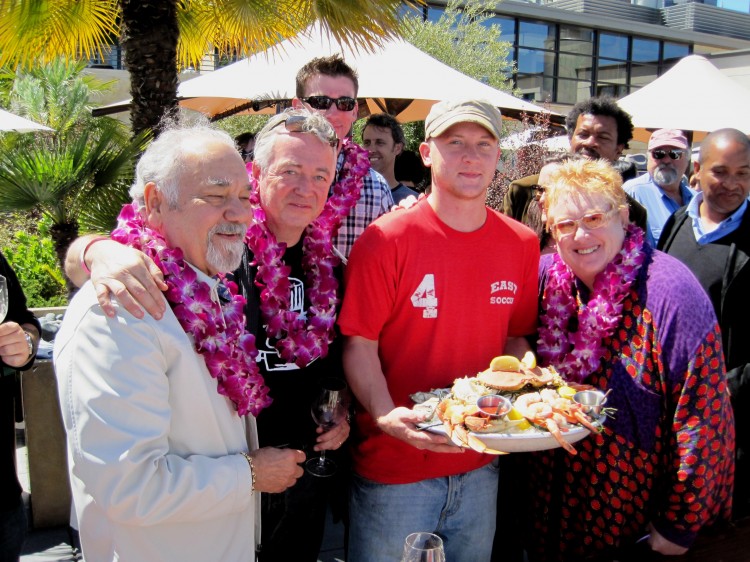 The winner of the oyster shucking contest at OysterFest 2010 in San Francisco with celebrity judges