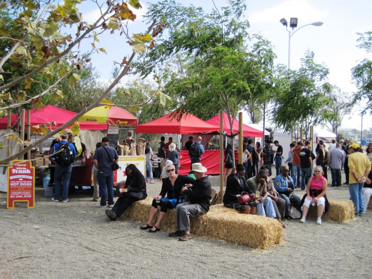Hay bale seating at Eat Real Festival 2010 in Oakland