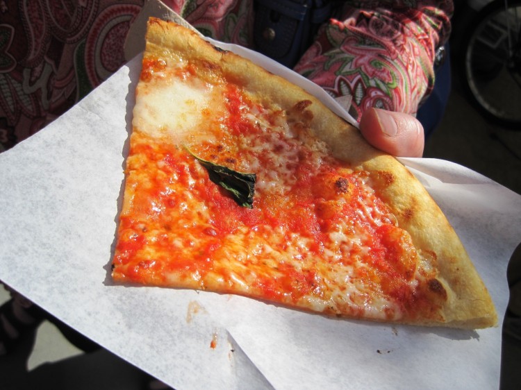 Slice of pizza margherita from Pizza Politana at Eat Real Festival 2010 in Oakland