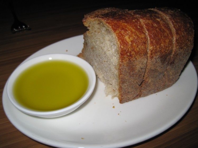 Bread with fancy olive oil at Locanda da Eva in Berkeley