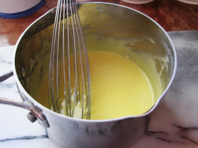 Bechamel with egg yolks whisked in