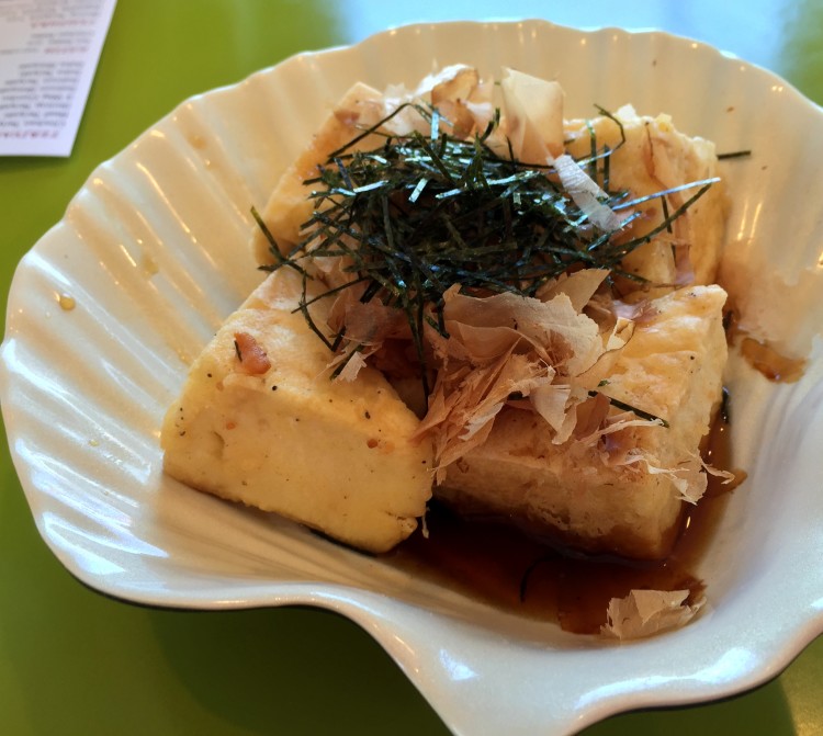 Age dashi tofu at Yo Sushi in Albany CA