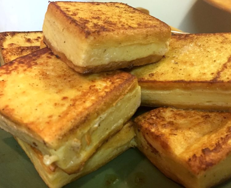 Fried squares of Burmese tofu