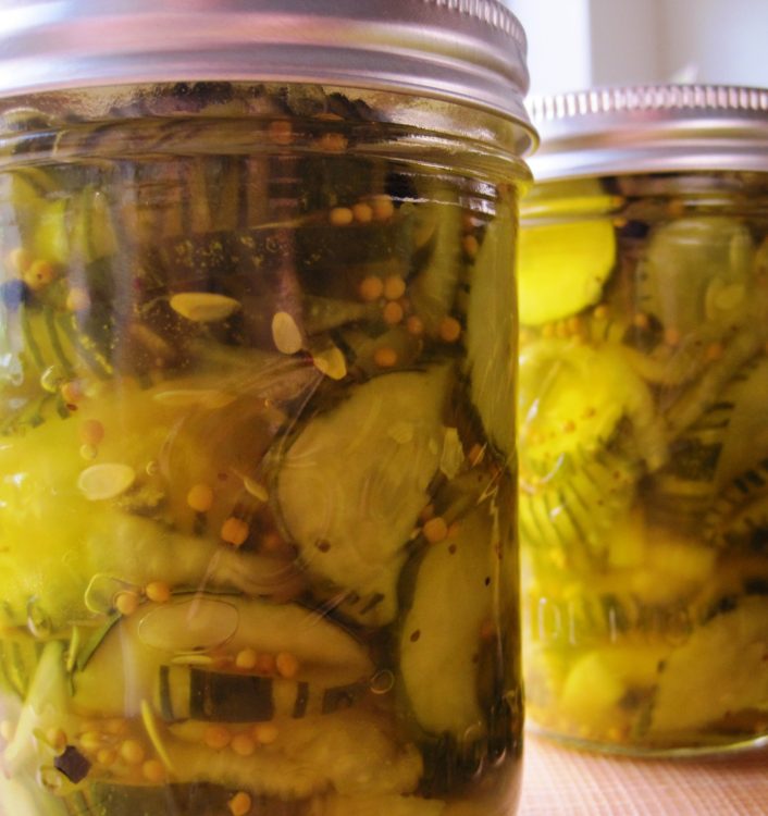 bread and butter pickles in jars